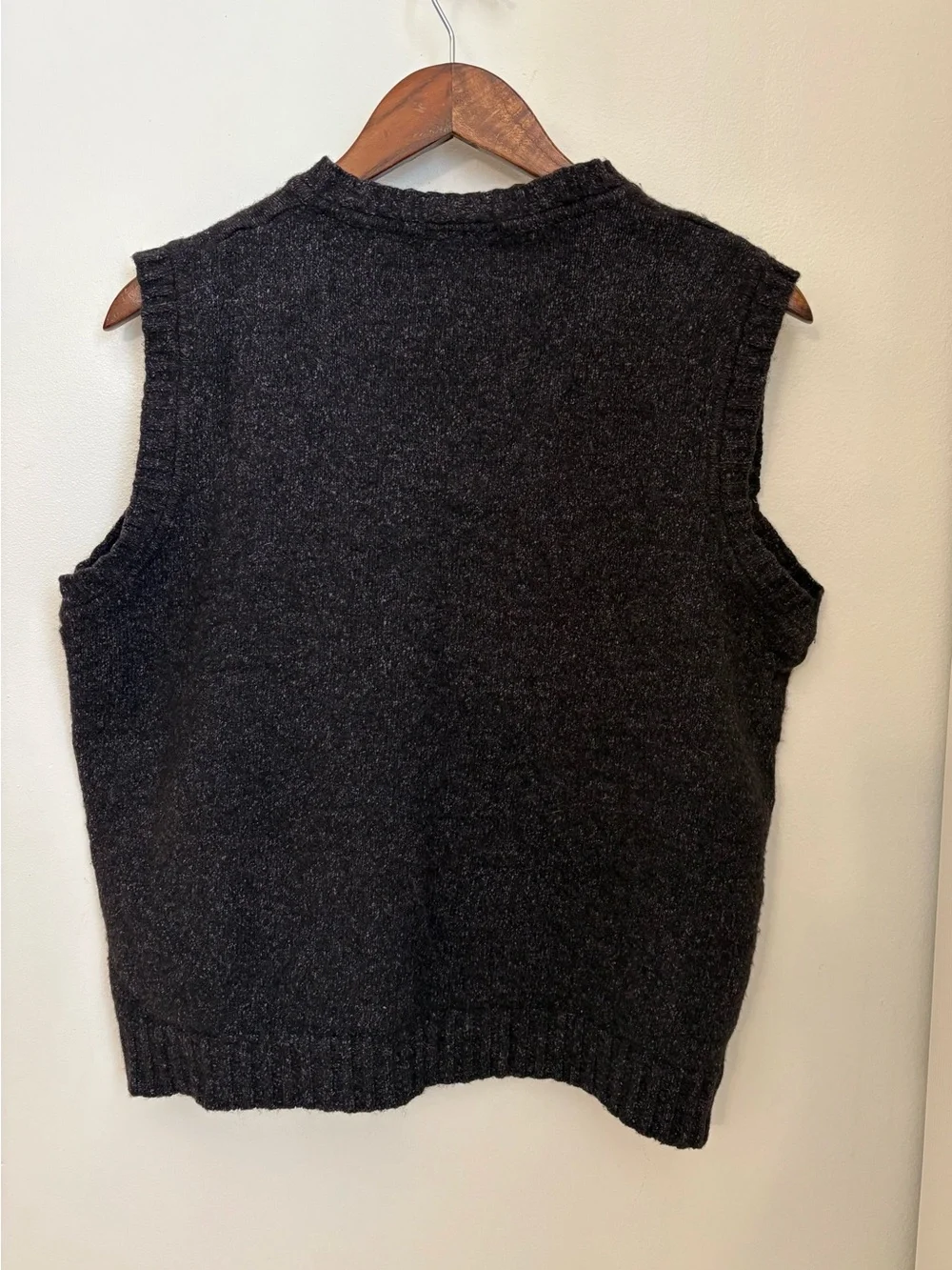 Lacoste VINTAGE Men’s Charcoal Wool,Silk and Nylon Blend V-Neck Sweater Vest